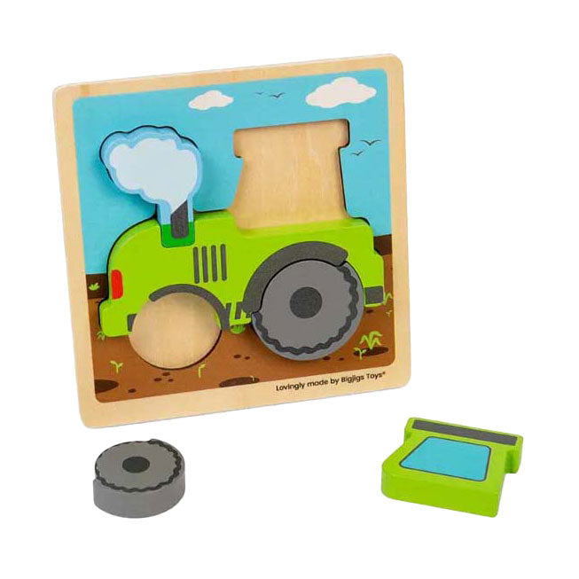 Load image into Gallery viewer, Bigjigs houten inlegpuzzel tractor met uitneembare vormen, 5st.
