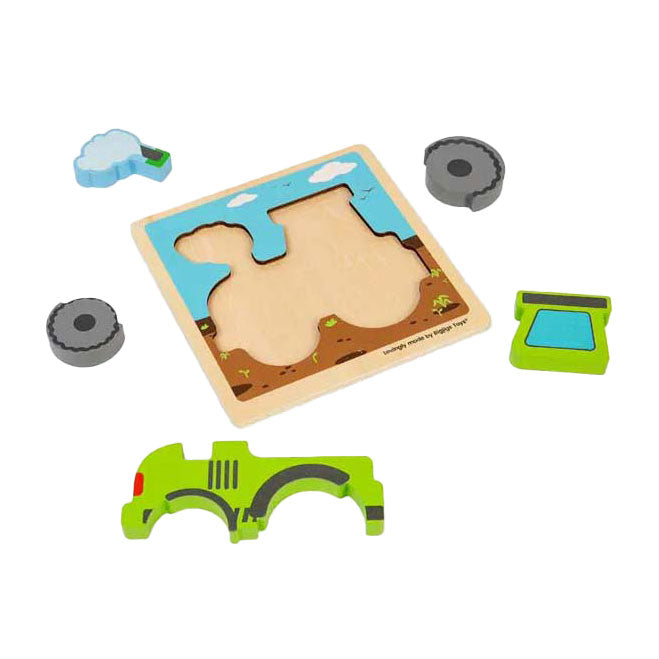 Load image into Gallery viewer, Bigjigs houten inlegpuzzel tractor met uitneembare vormen, 5st.
