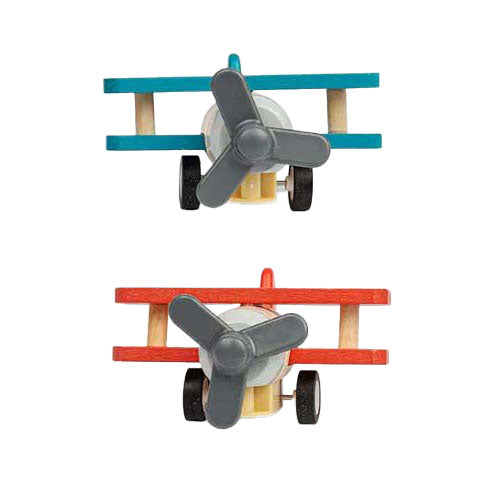 Load image into Gallery viewer, Bigjigs houten terugtrek dubbeldekker vliegtuig
