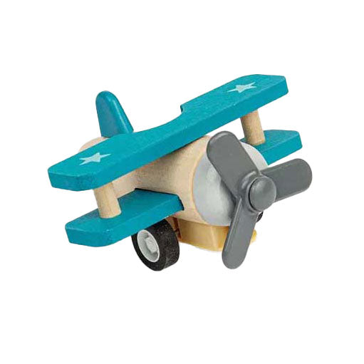 Bigjigs houten terugtrek dubbeldekker vliegtuig
