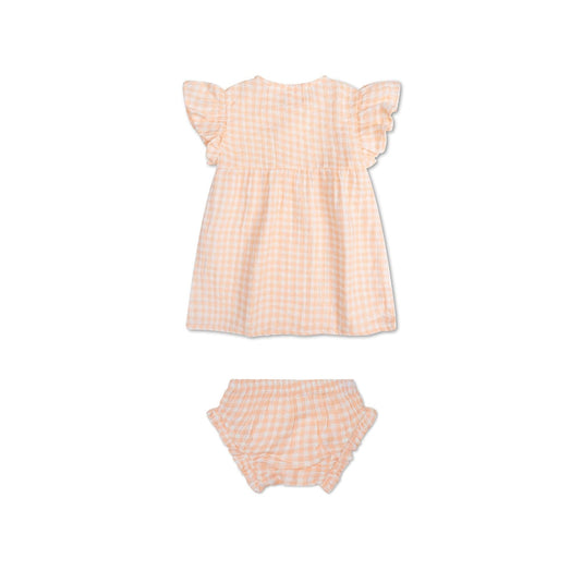 Sunset grid | oranje wit meisjes set strand - muslin