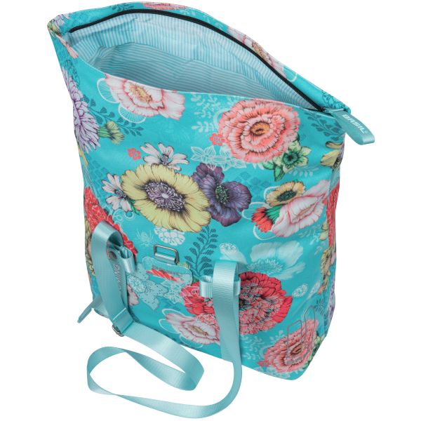 ギャラリービューアに画像をロードする, Basil Bloom Field fietsshopper, gerecycled PET, waterdicht, verstelbare schouderriem, laptopvak, 15-20L, sky blue
