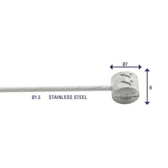 Rem binnenkabels Elvedes 2250mm RVS Slick Ø1,5mm T-nippel (100 stuks)