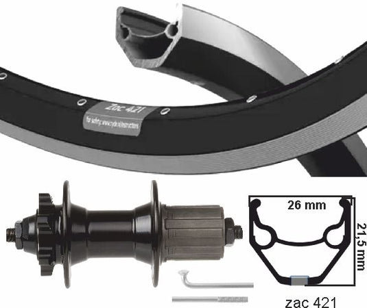 Kgs achterwiel 28 inch (622) zac421 zw zil disk 8-10 sp 6 bout uitval