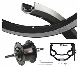 Kgs achterwiel 28 inch 622 zw zilv nexus 7 rollerbrake velgrem