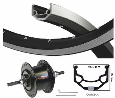 Kgs achterwiel 28 inch 622 zw zilv nexus 7 rollerbrake velgrem