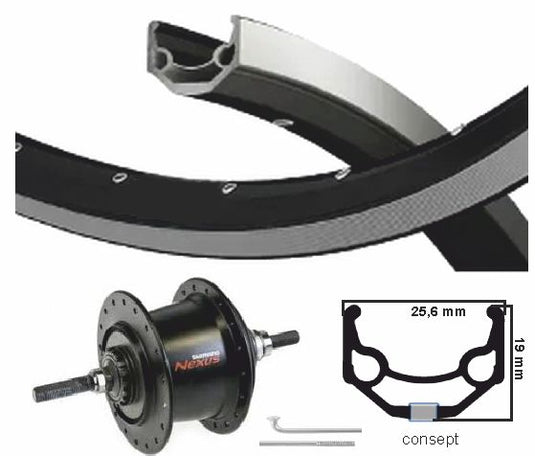 Kgs achterwiel 28 inch 622 zw zilv nexus 7 rollerbrake velgrem