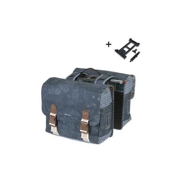 Load image into Gallery viewer, Basil dubbele fietstas bohème mik 35 liter - indigo blauw
