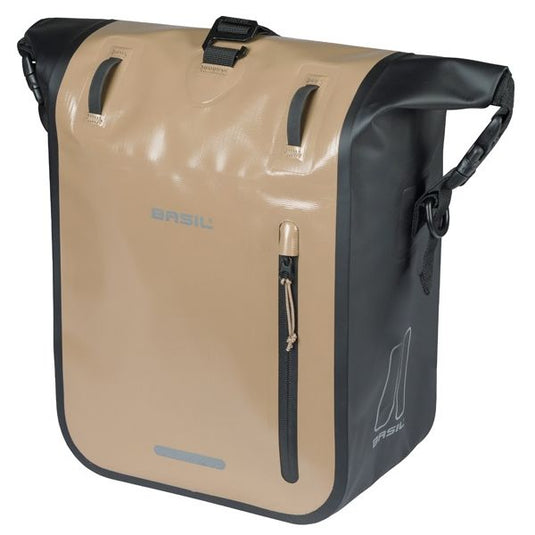 Basil enkele fietstas rivo m tarpaulin mik 12-15l 14 x 25 x 38 cm - zand zwart