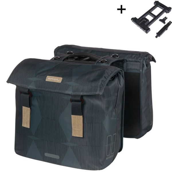 Load image into Gallery viewer, Basil dubbele fietstas elegance mik 40-49 liter - estate blauw
