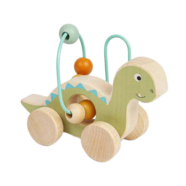 Load image into Gallery viewer, Bigjigs houten duwfiguur diplodocus met kralenframe
