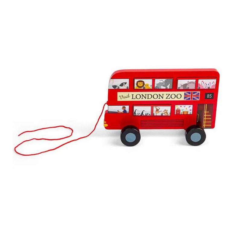 Load image into Gallery viewer, Bigjigs houten londen bus trekfiguur
