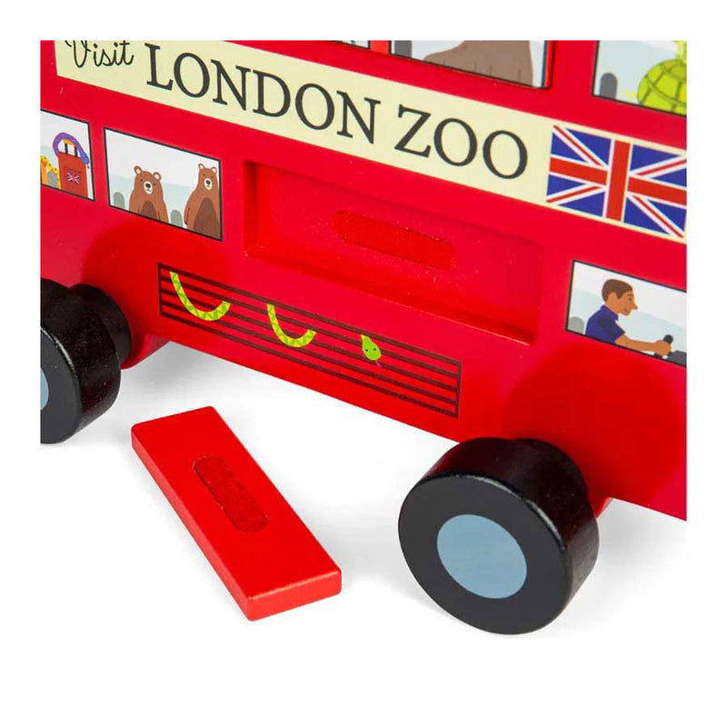 Load image into Gallery viewer, Bigjigs houten londen bus trekfiguur
