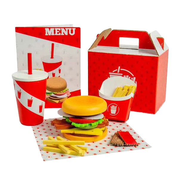 Load image into Gallery viewer, Bigjigs houten burger- en frietset, 48dlg.
