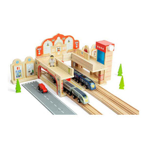 Bigjigs houten grand central station speelset