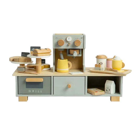 Bigjigs houten koffiecorner speelset, 32dlg.