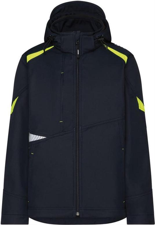 Dassy softshell kalama polyester nachtblauw fluogeel s
