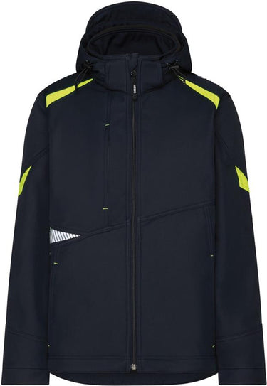 Dassy softshell kalama polyester nachtblauw fluogeel xl