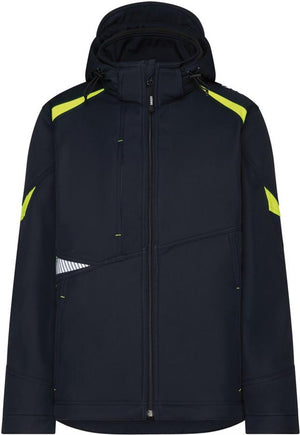 Dassy softshell kalama polyester nachtblauw fluogeel m