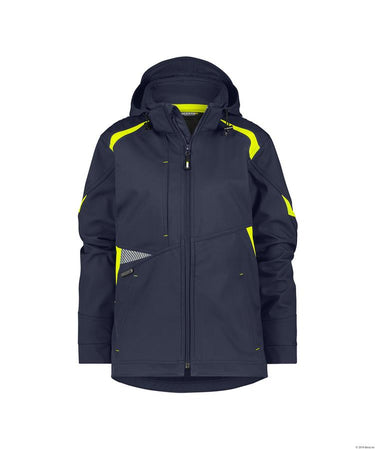 Dassy softshell kalama women polyester nachtblauw fluogeel xs