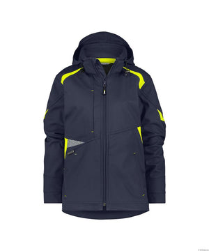 Dassy softshell kalama women polyester nachtblauw fluogeel s