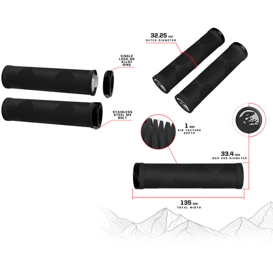 Lizard Skins Lizard skins strata single lock-on handvaten jet black