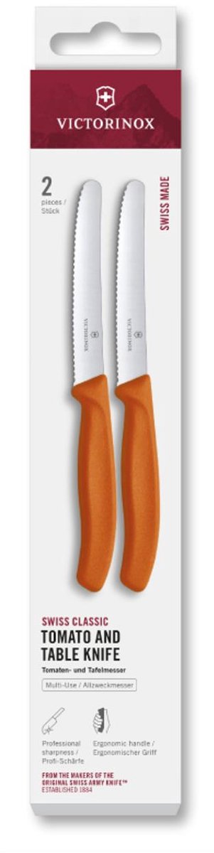 Victorinox tomaat- tafelmes 2 stuks oranje kartel
