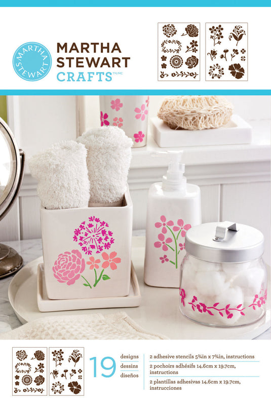 Martha stewart • zelfklevende stencilset bloesems