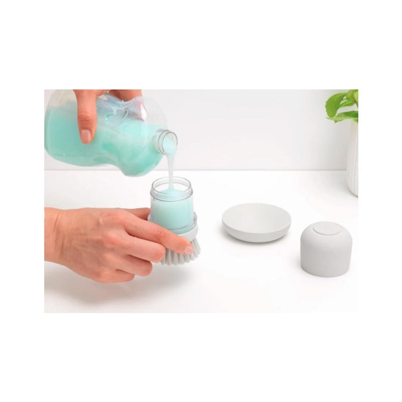 Load image into Gallery viewer, Brabantia afwasborstel + reservoir grijs
