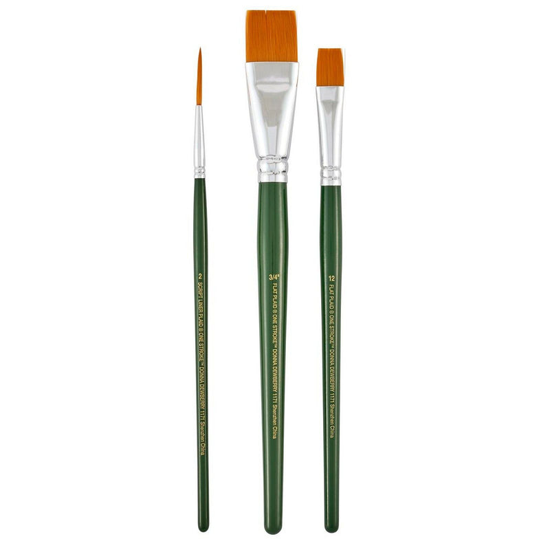 Load image into Gallery viewer, Folkart • one stroke brush sets basic set-glaze flat script
