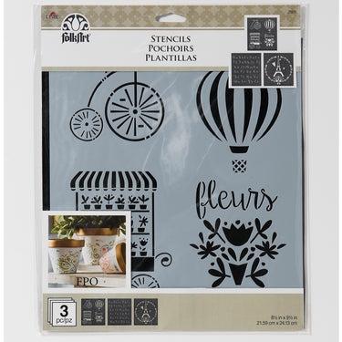 Folkart • stencil paris sweet 3stuks