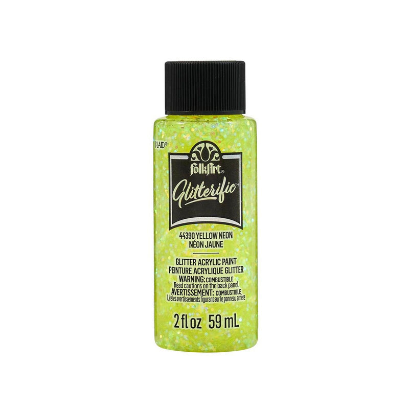 Load image into Gallery viewer, Folkart • glitterific acrylic paint neon yellow 59ml
