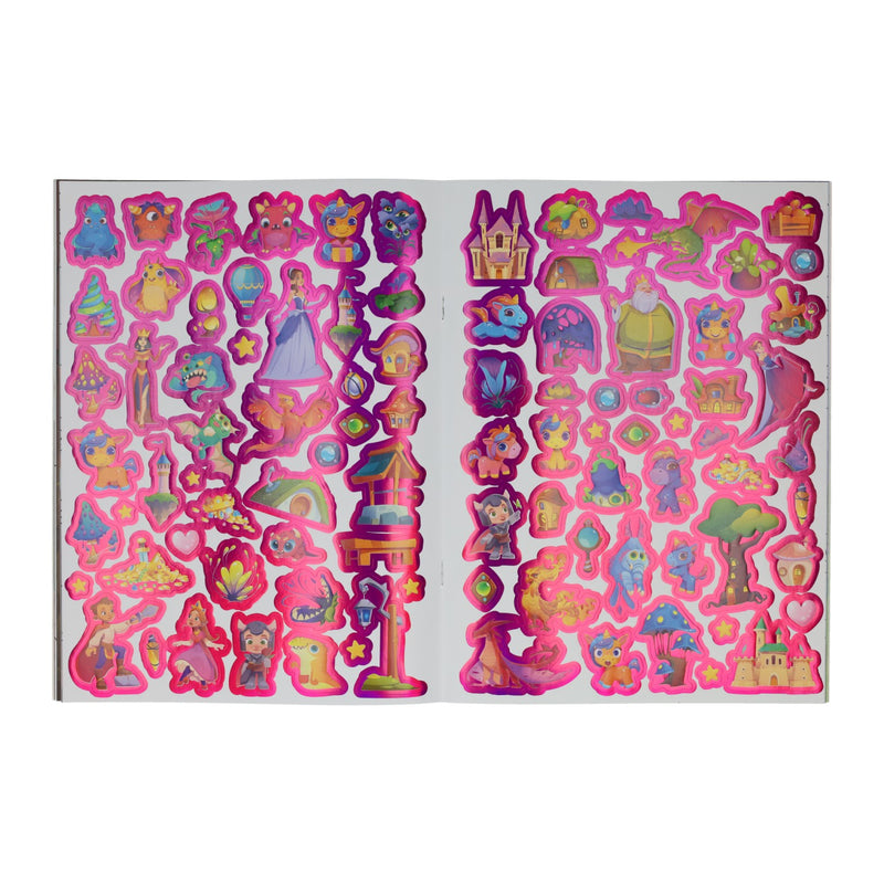 Load image into Gallery viewer, Kleur- en stickerboek fantasiewereld
