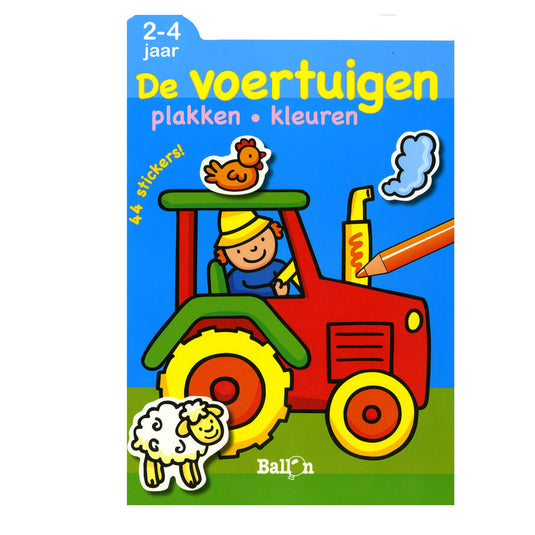 Standaard uitgeverij plakken en kleuren - de voertuigen, 2-4 jaar