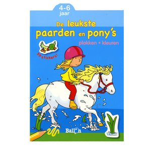 Standaard uitgeverij plakken en kleuren - de leukste paarden en pony's, 4-6 jaar