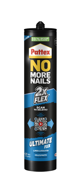 Pattex 1070179 - no more nails ultimate flex zwart 390g | 6 stuks