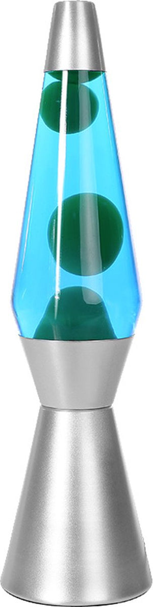 I-total lavalamp - lava lamp - sfeerlamp - 40x11 cm - glas aluminium - 30w - blauw met groene lava - zilvergrijs - xl1787