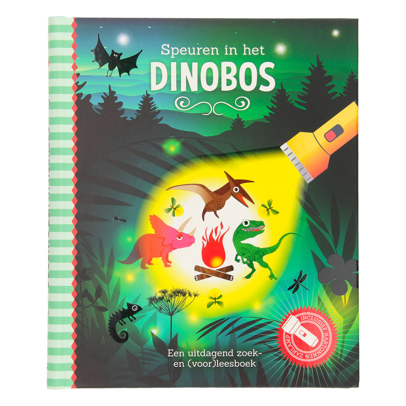 Load image into Gallery viewer, Speuren in het dinobos + kartonnen zaklamp
