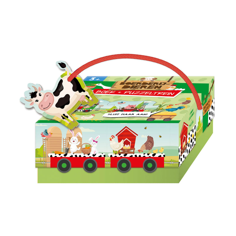 Load image into Gallery viewer, Usborne boek en puzzeltrein boerderijdieren
