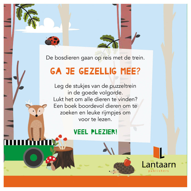 Load image into Gallery viewer, Lantaarn publishers boek en puzzeltrein bosdieren
