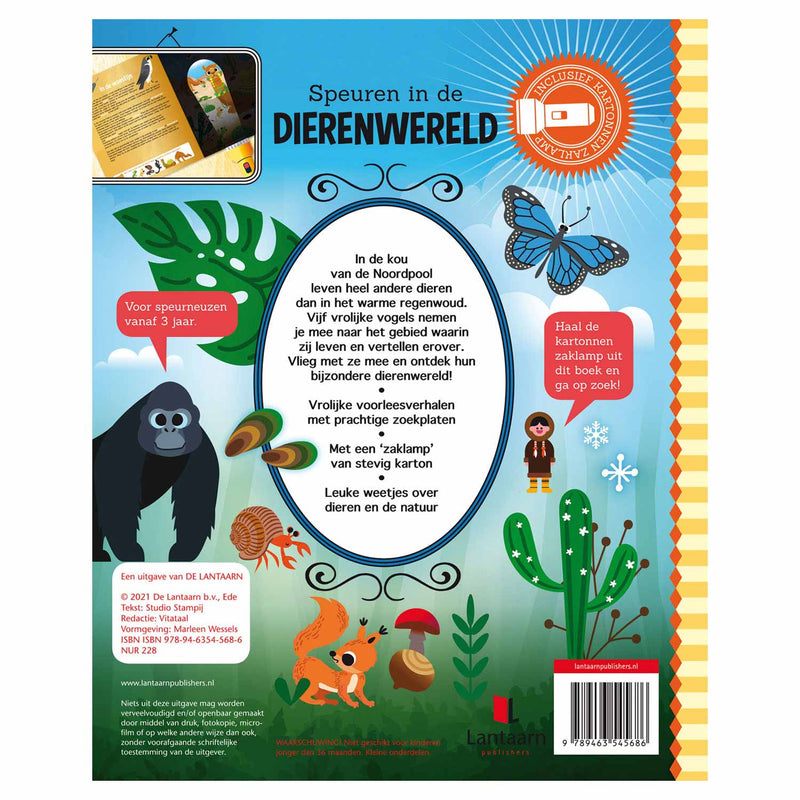 Load image into Gallery viewer, Speuren in de dierenwereld + kartonnen zaklamp
