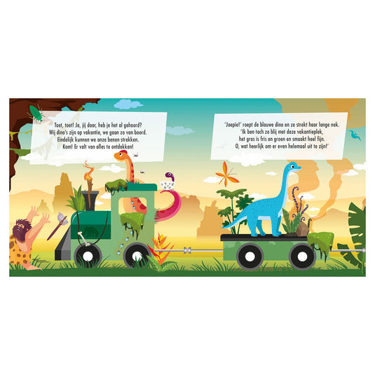 Boek en puzzeltrein dino's