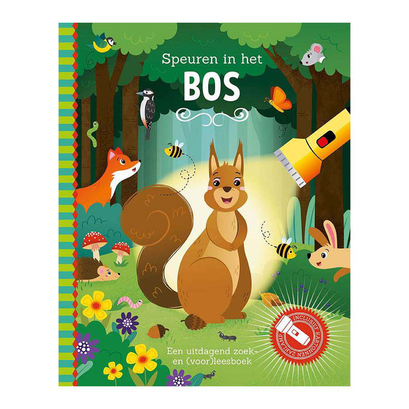 Load image into Gallery viewer, Lantaarn publishers speuren in het bos zoekboek met kartonnen zaklamp
