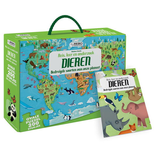 Rebo publishers rebo dieren - puzzel 200 stukjes en boek
