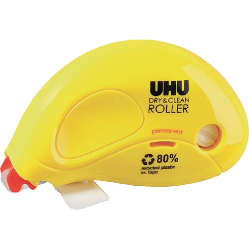 Uhu dry clean roller 6,5mm x 8,5m permanent geel