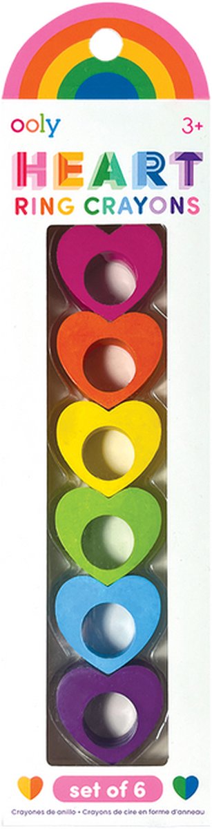 Ooly - heart ring crayons - 6 draagbare krijtjes - gekleurde ring vorm
