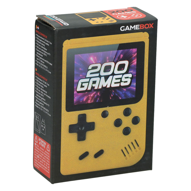 Load image into Gallery viewer, Gamebox - draagbare spel console met 200 spellen - geel
