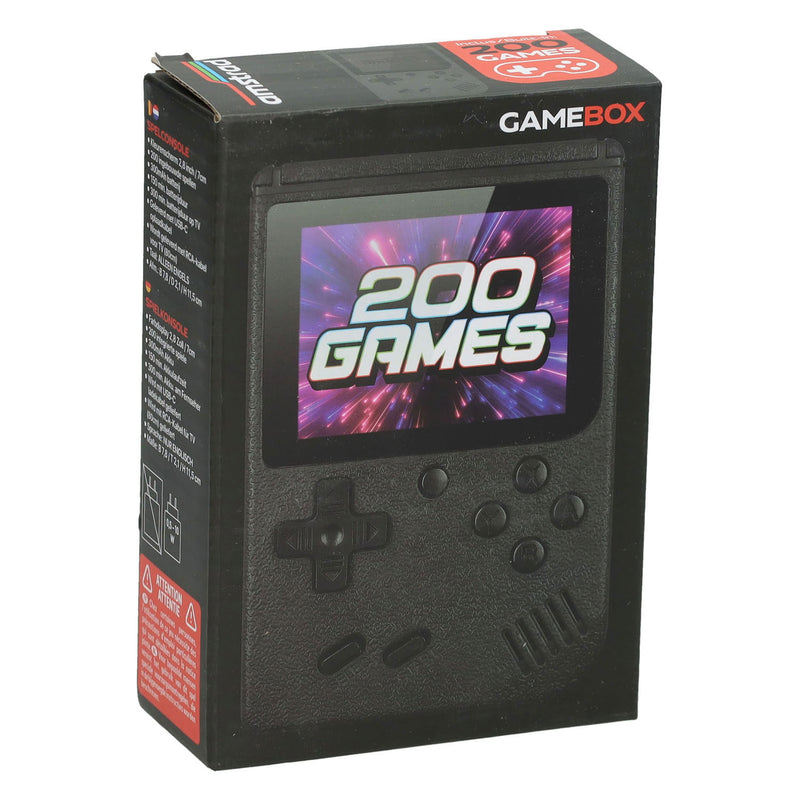Load image into Gallery viewer, Gamebox - draagbare spel console met 200 spellen - zwart
