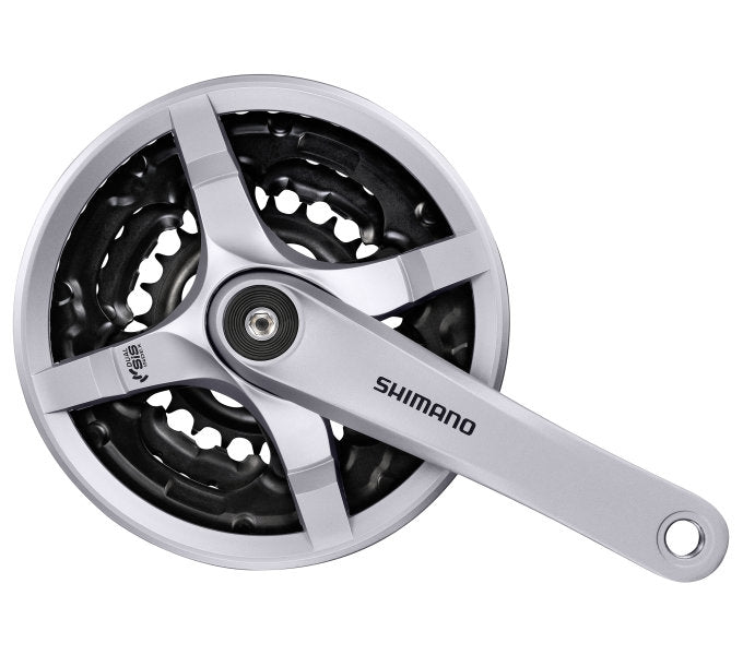 Crankstel 6 7 8 speed Shimano Tourney FC-TY501 met 170mm crankarm 42 x 34 x 24T met kettingscherm - zilver