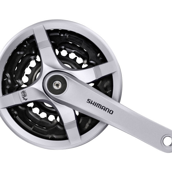 Crankstel 6 7 8 speed Shimano Tourney FC-TY501 met 170mm crankarm 42 x 34 x 24T met kettingscherm - zilver